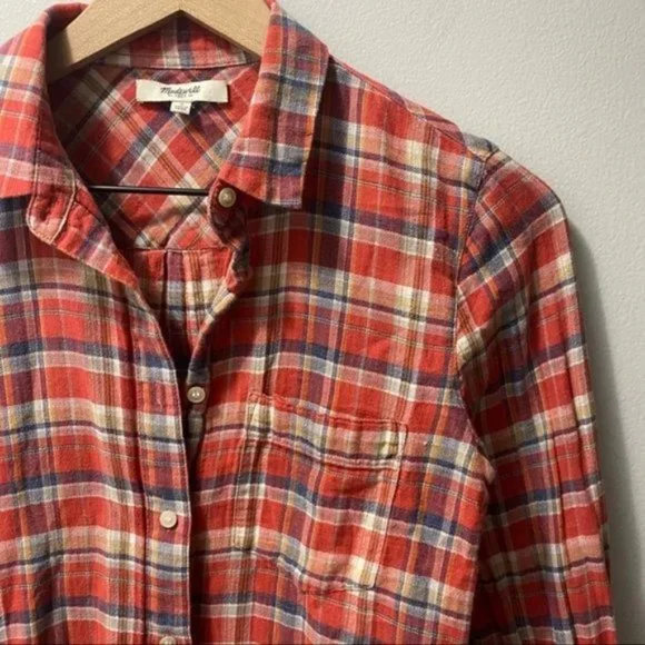 Madewell Red Suntour Plaid Button Down Boyshirt Top - Picture 4 of 9